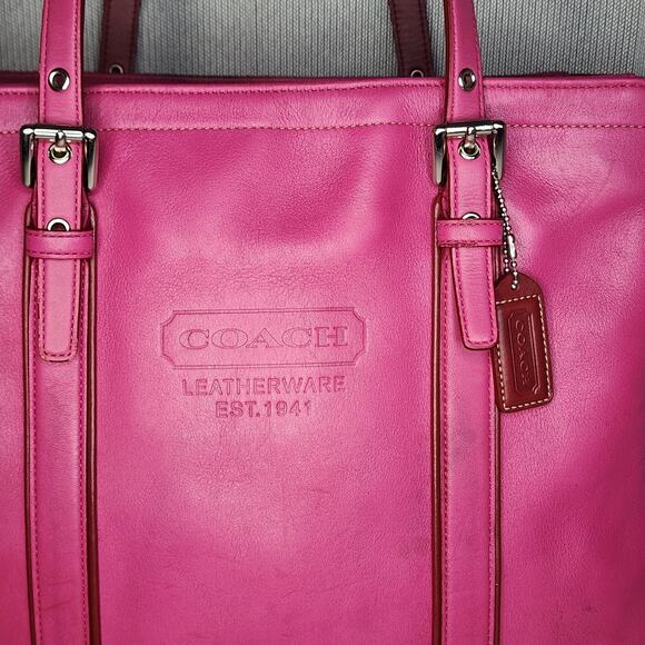 Vintage Coach Tote Bag Pink Leather D05Q-5182 Double Strap Shoulder Bag Rare - Picture 16 of 16